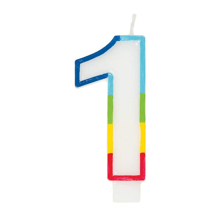 Rainbow Border Numeral Candle- #1