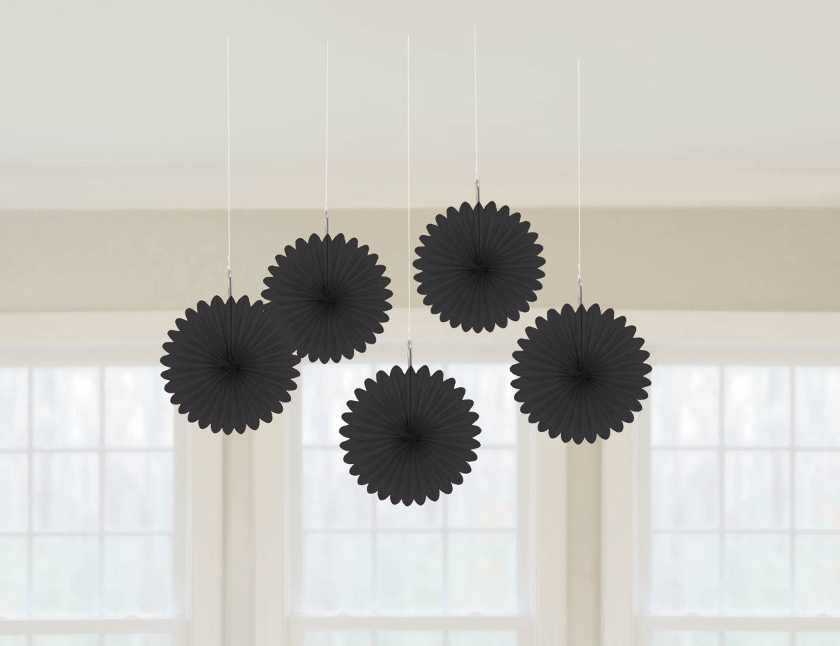 MINI FAN DECORATIONS 5PCS/PKG BLACK