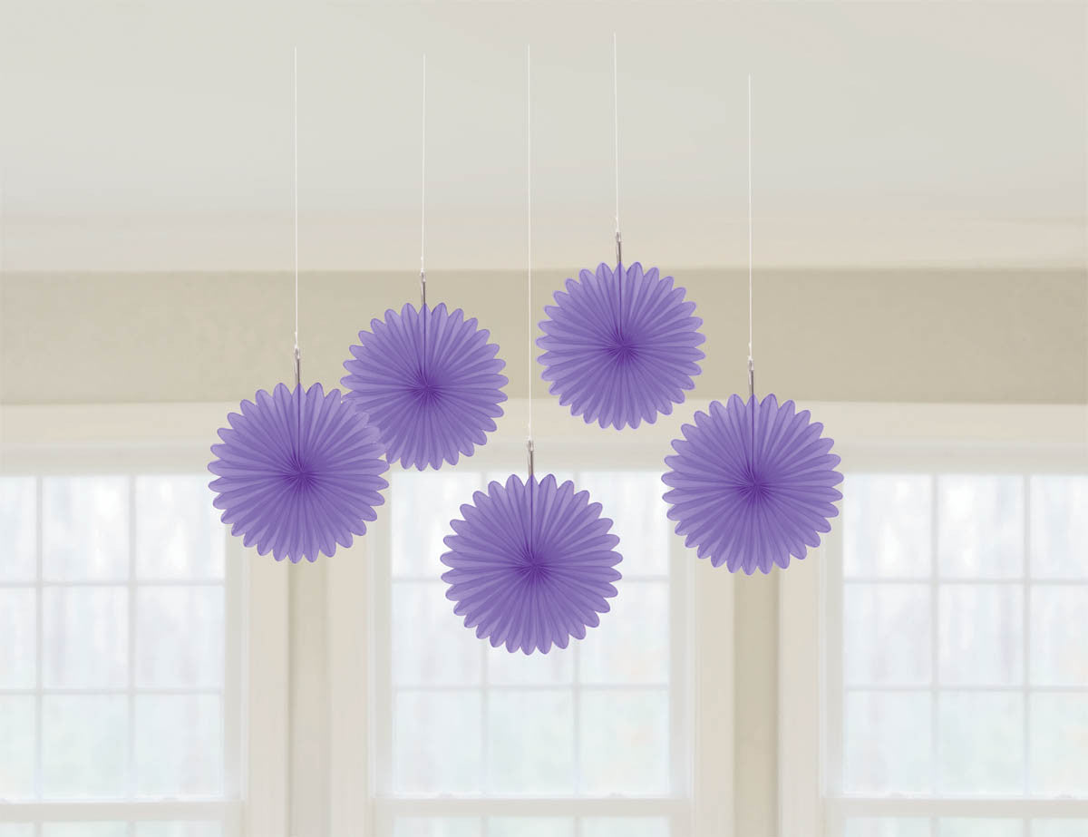 MINI FAN DECORATIONS 5PCS/PKG PURPLE