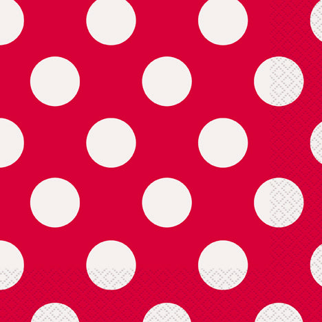 POLKA DOT NAPKINS RED LUNCHEON 16PCS/PKG