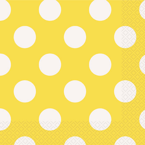 POLKA DOT NAPKINS YELLOW LUNCHEON 16PCS/PKG