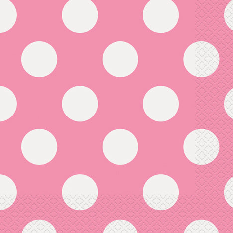 POLKA DOT NAPKINS PINK LUNCHEON   16PCS/PKG