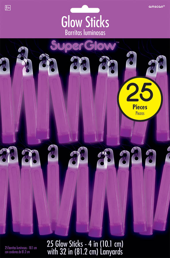 4" PURPLE GLOW STICKS 25 PACK
