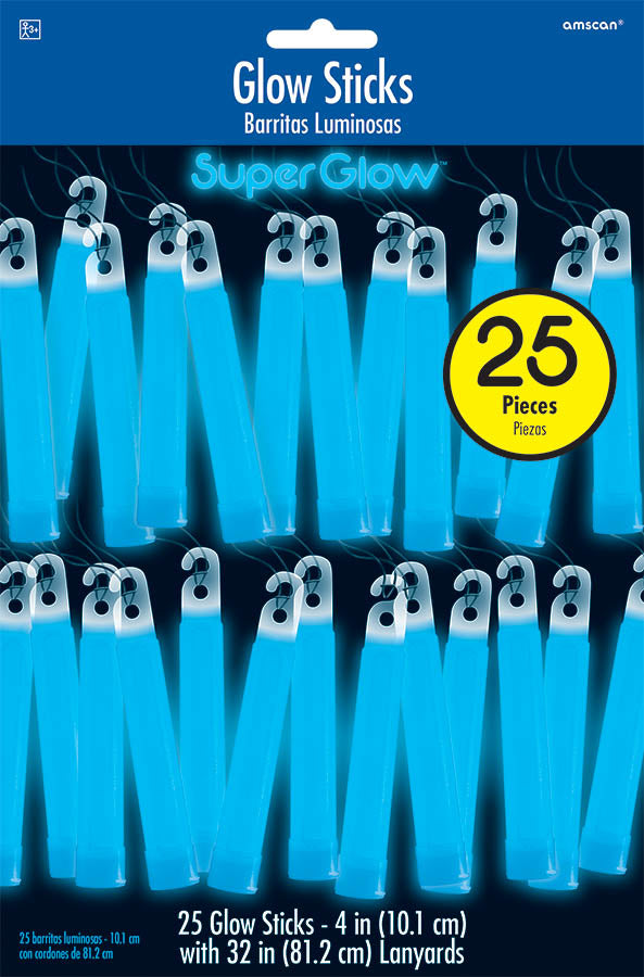 4" BLUE GLOW STICKS 25 PACK
