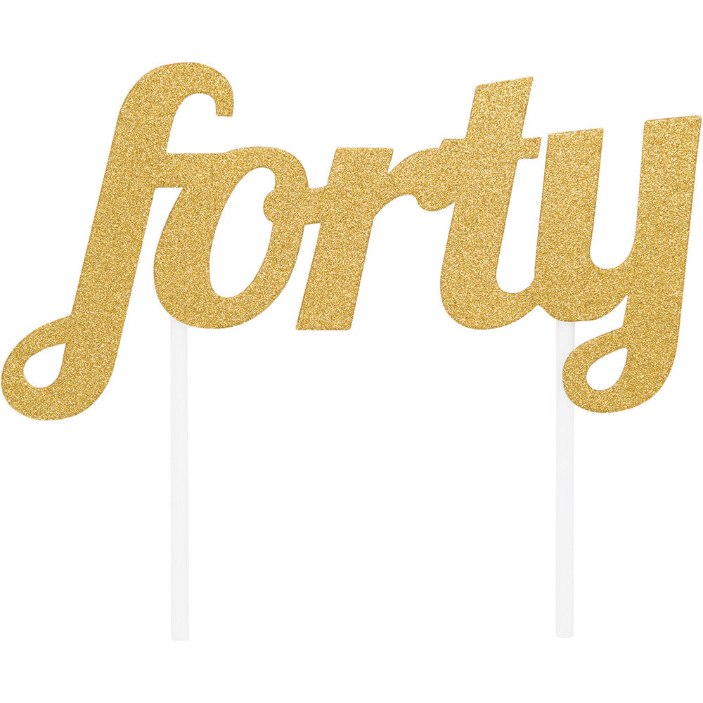 Gold Forty Cake Topper