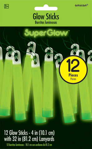 GREEN GLOW STICK NECKLACES 12 PACK