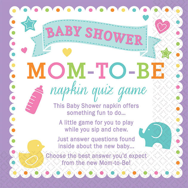 BABY SHOWER NAPKIN QUIZ GAME