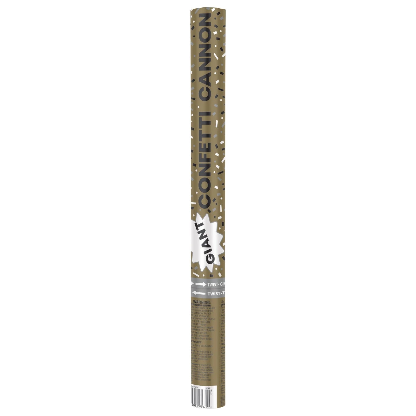 JUMBO CONFETTI CANNON BLACK SILVER AND GOLD