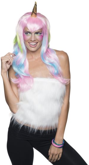 UNICORN FAIRY WIG PINK/BLUE - ADULT