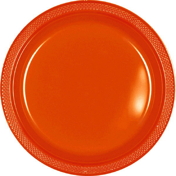 PLASTIC PLATES - ORANGE  7"   20 COUNT