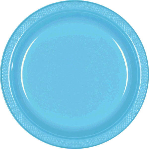 PLASTIC PLATES - CARIBBEAN BLUE   7"  20 COUNT