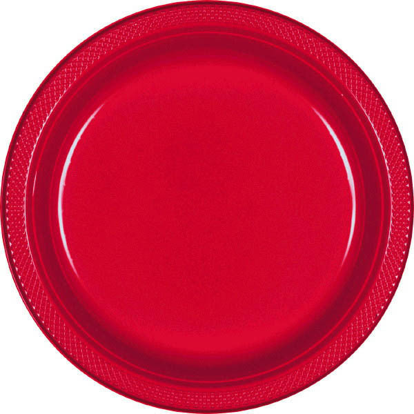 PLATE - APPLE RED 9"    PLASTIC   20 CT/PKG