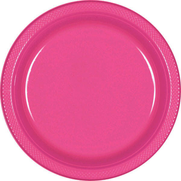 PLATE - BRIGHT PINK 10 1/4" PLASTIC 20 CT/PKG
