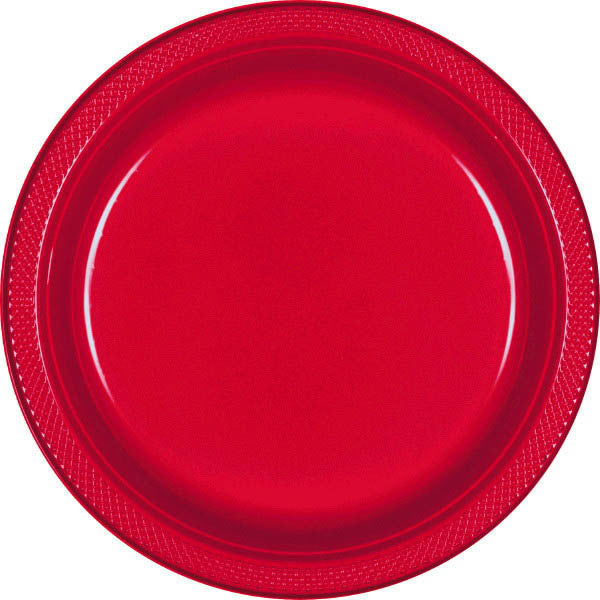 PLATE - APPLE RED 10 1/4" PLASTIC 20 CT/PKG