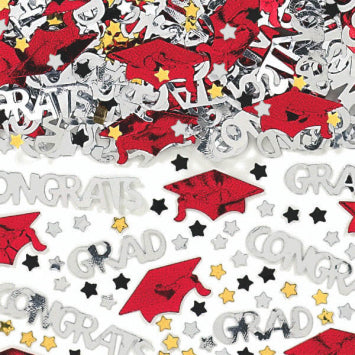 School Colors Embossed Metallic Confetti - Apple Red