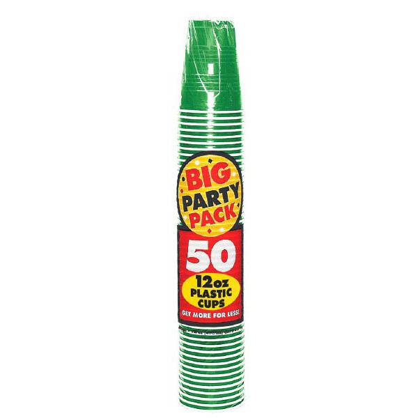 Festive Green 12oz. Plastic Cups - 50ct.