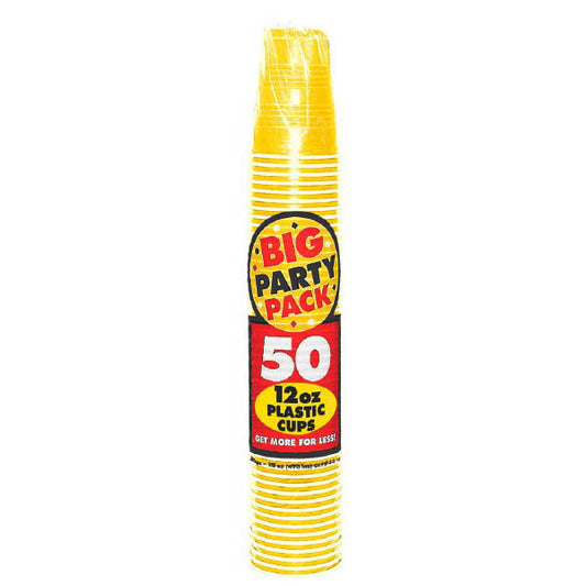 PLASTIC CUP - YELLOW SUNSHINE  12OZ   50PCS/PKG