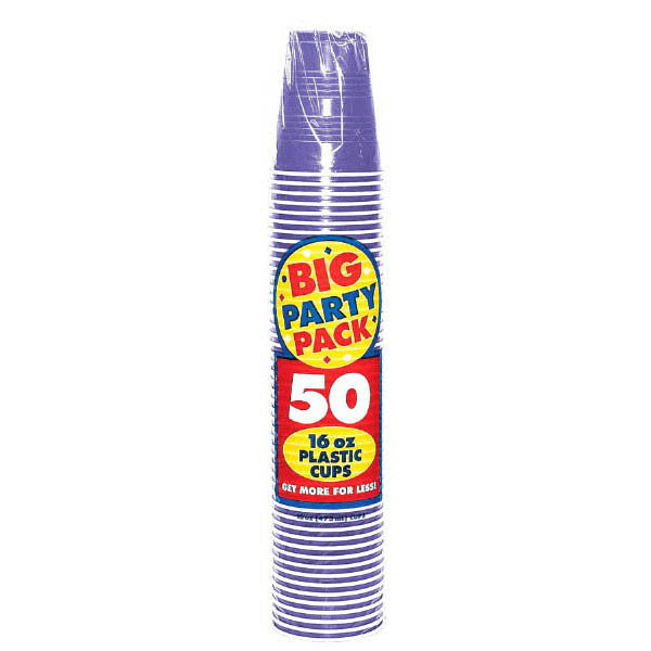 PLASTIC CUPS - NEW PURPLE 16oz 50PCS/PKG