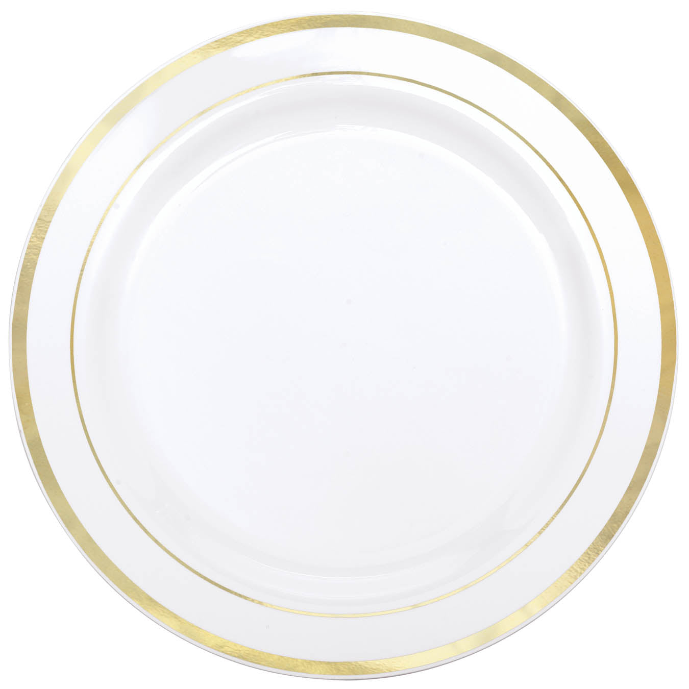 WHITE PREMIUM PLASTIC PLATES WITH GOLD TRIM