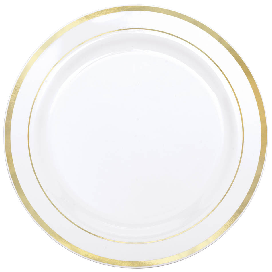 WHITE W/ GOLD TRIM PLATE 7.5" 20PCS/PKG