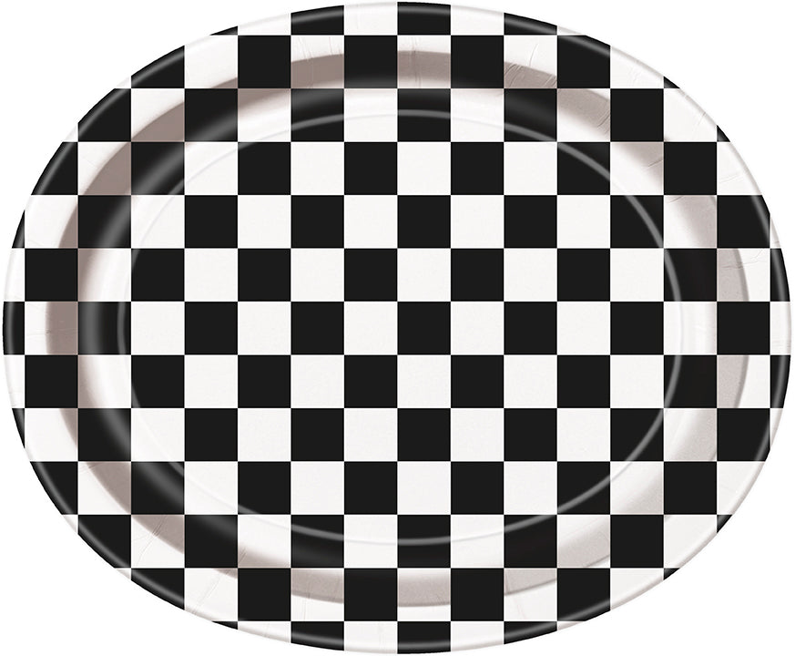 Black and White Checkered Paper Plate