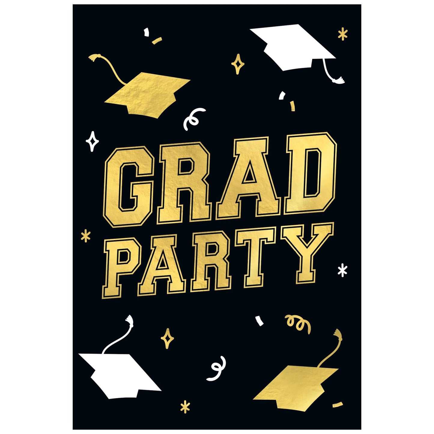 Black & Gold Grad Party Invitations