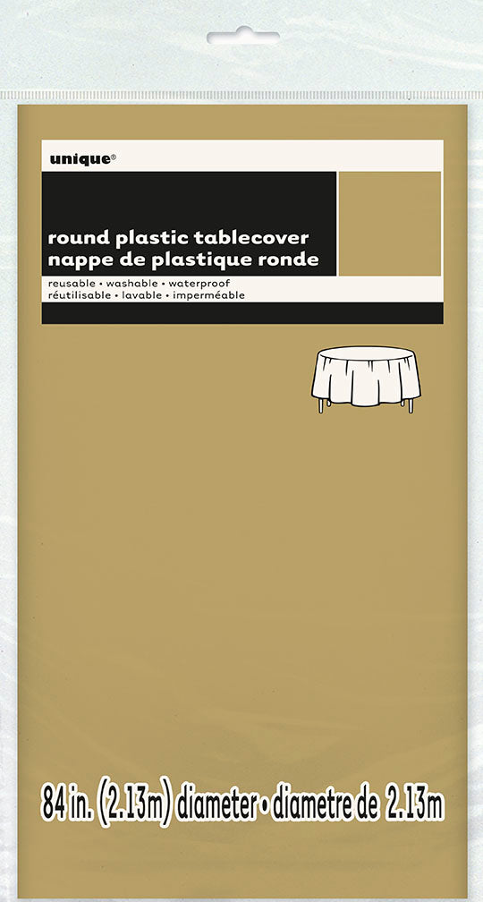 Gold Round 84" Plastic Tablecover