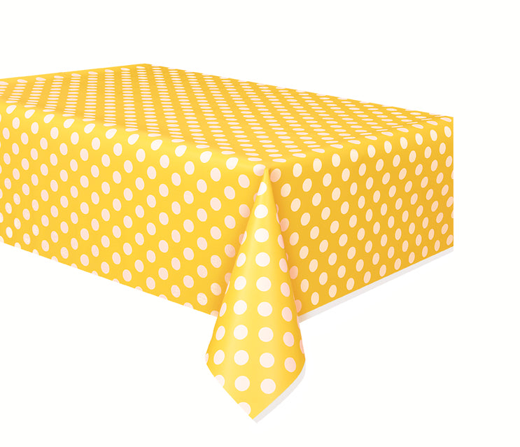 YELLOW POLKA DOT TABLE COVER 54" X 108" 1PC