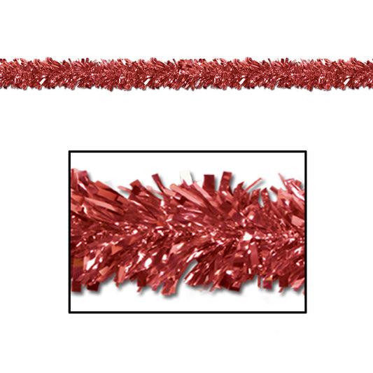 RED METALLIC GARLAND 15' X 4"