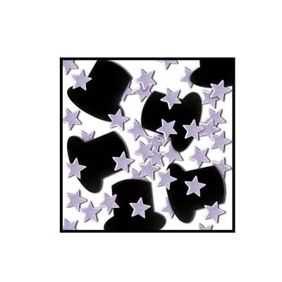 Top Hats and Silver Stars Confetti