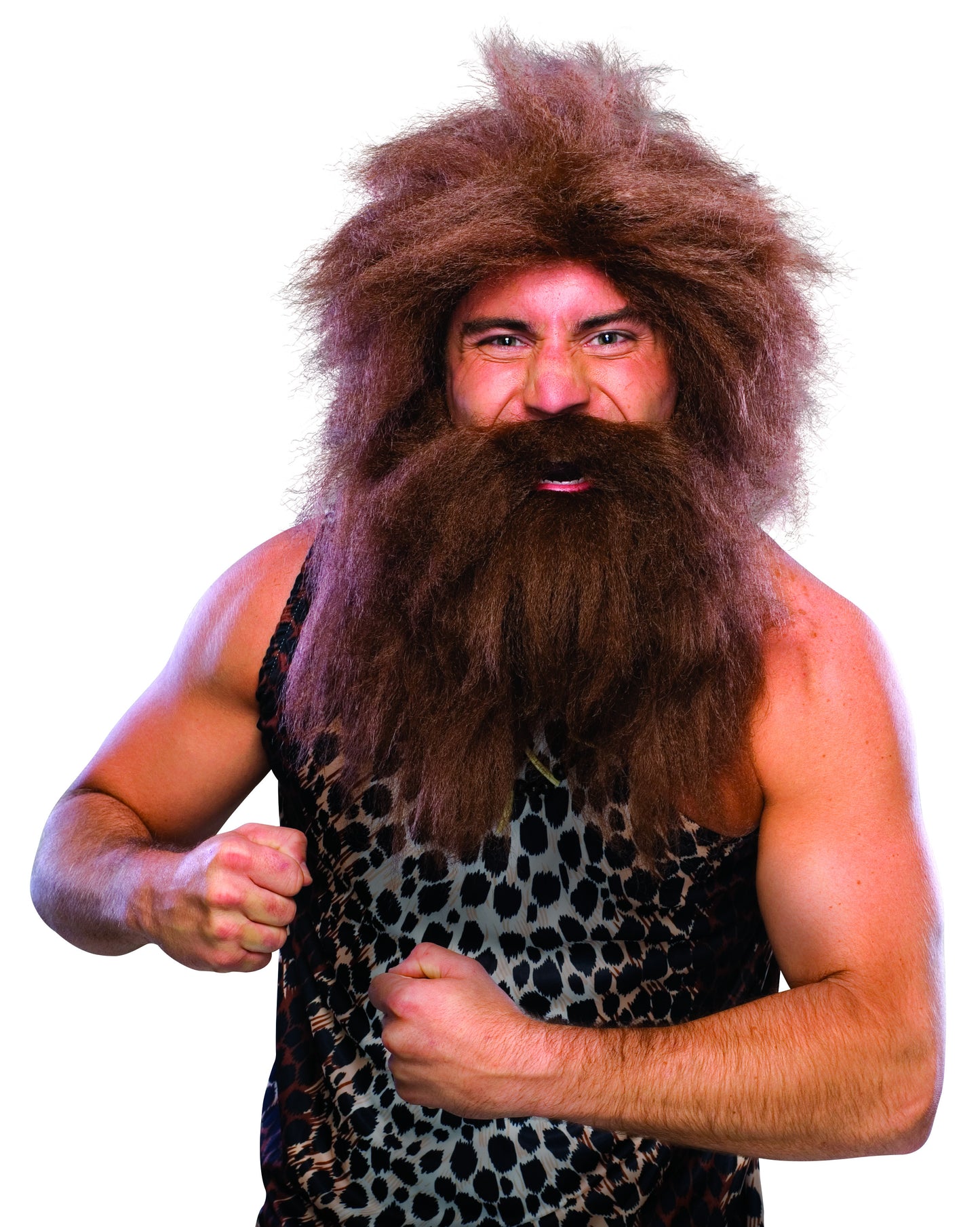 Brown Caveman Beard and Wig Set