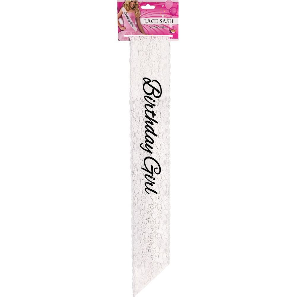 BIRTHDAY GIRL WHITE LACE SASH