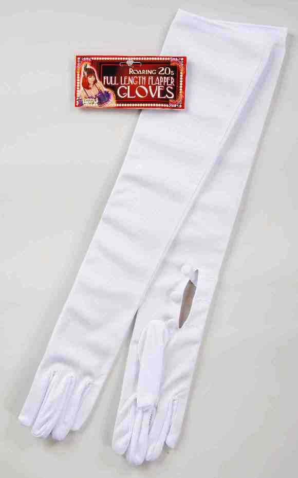 Long White Nylon Gloves
