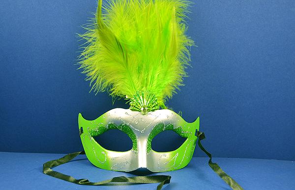 LIME GREEN & SILVER MASQUERADE MASK