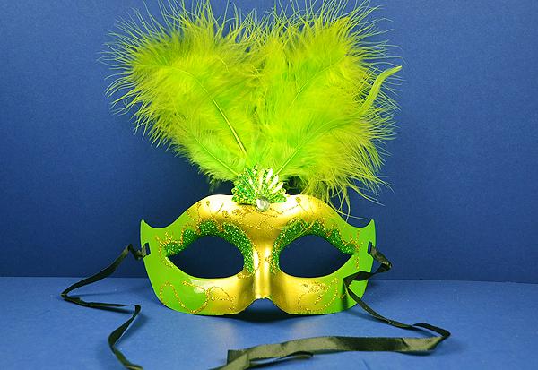 LIME GREEN & GOLD MASQUERADE MASK