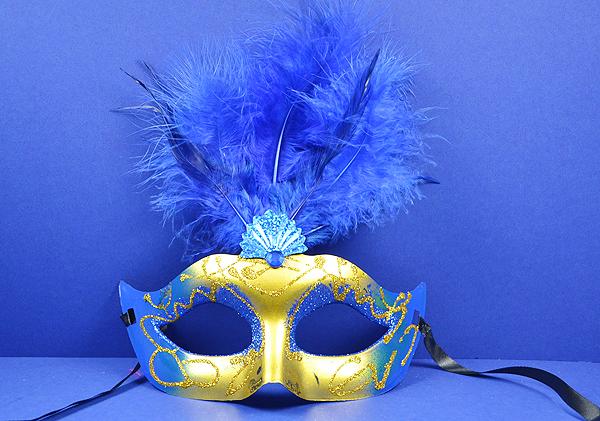 ROYAL BLUE & GOLD MASQUERADE MASK