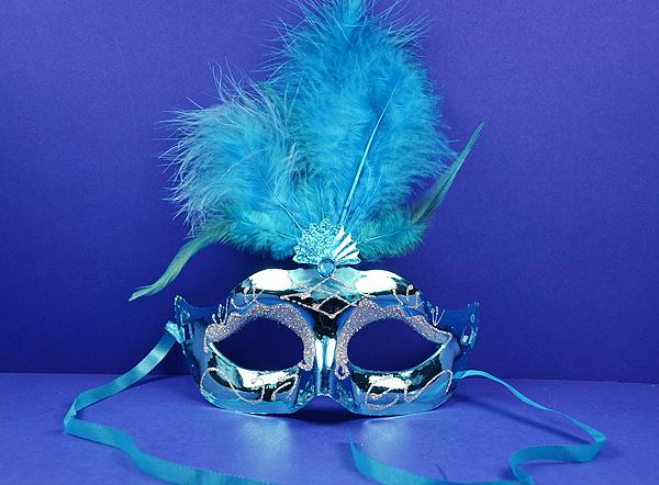 METALLIC TURQUOISE & SILVER MASQUERADE MASK