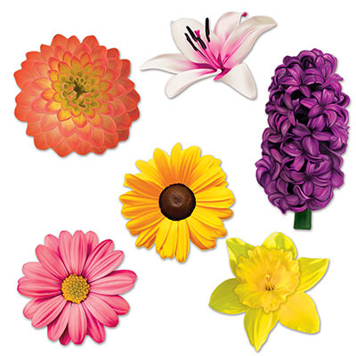 FLOWER CUTOUTS, 6 PIECES