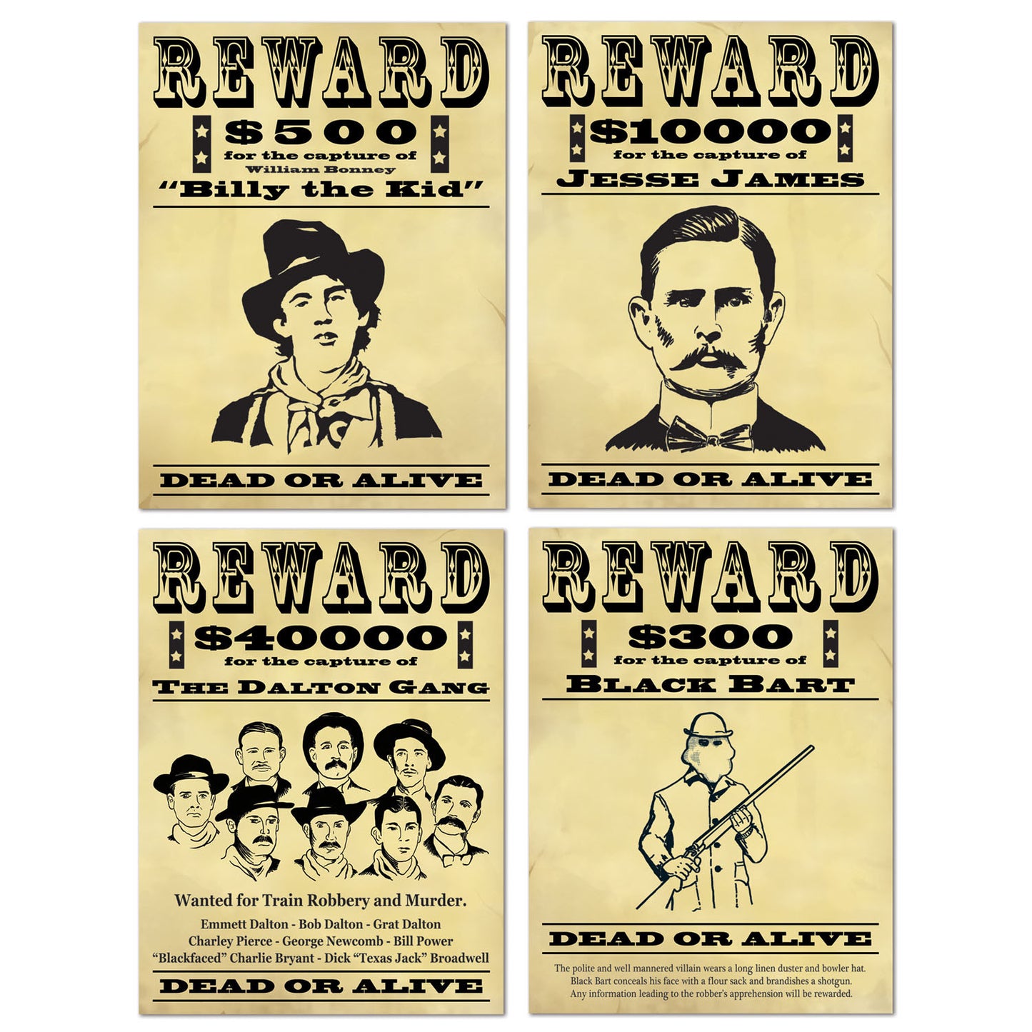 WANTED SIGN CUTOUTS