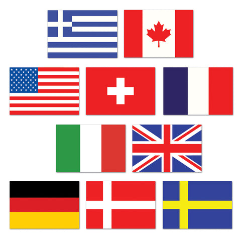 CUTOUT - INTERNATIONAL FLAG MINI       10 CT/PKG