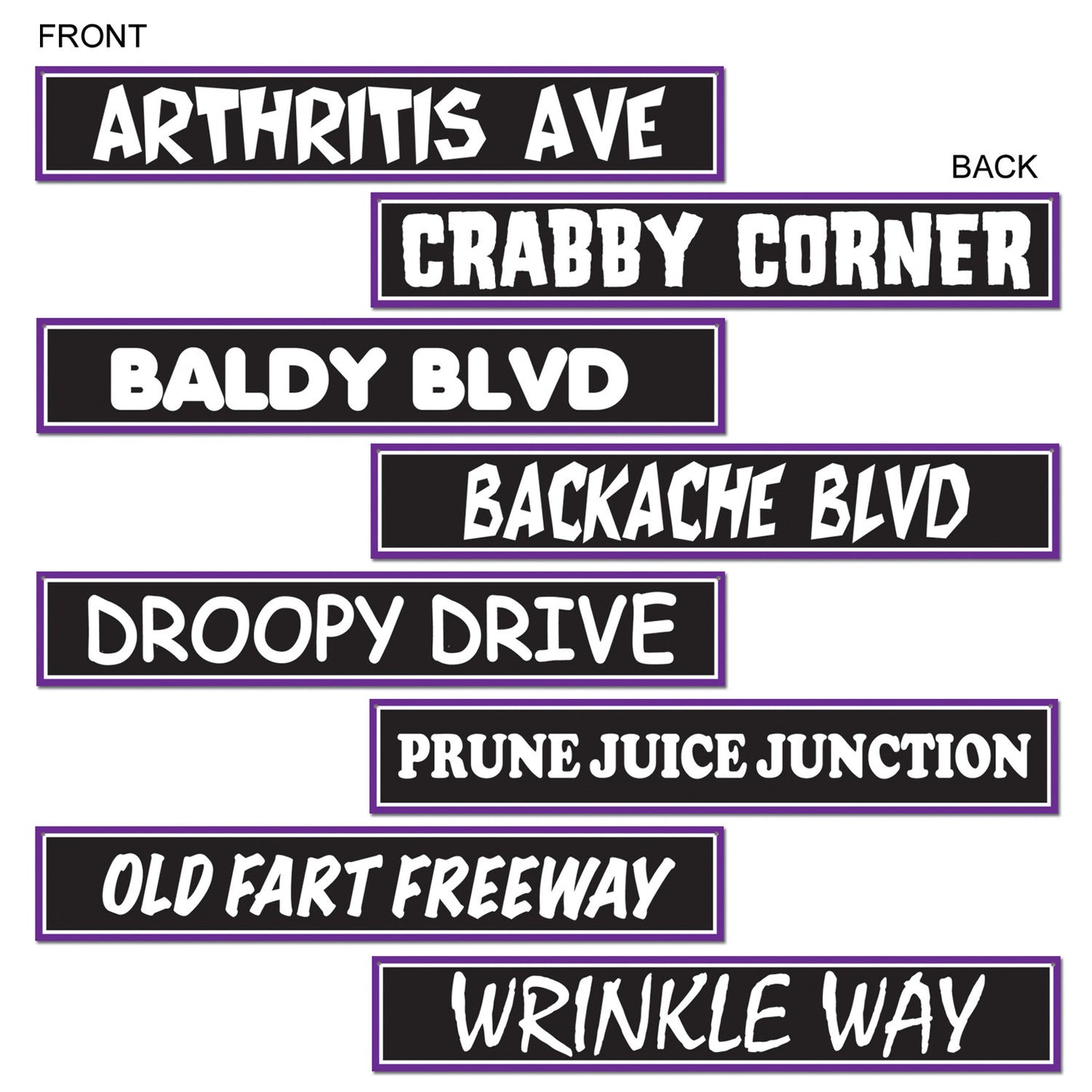 CUTOUT - OVER THE HILL STREET SIGN 4 CT/PKG
