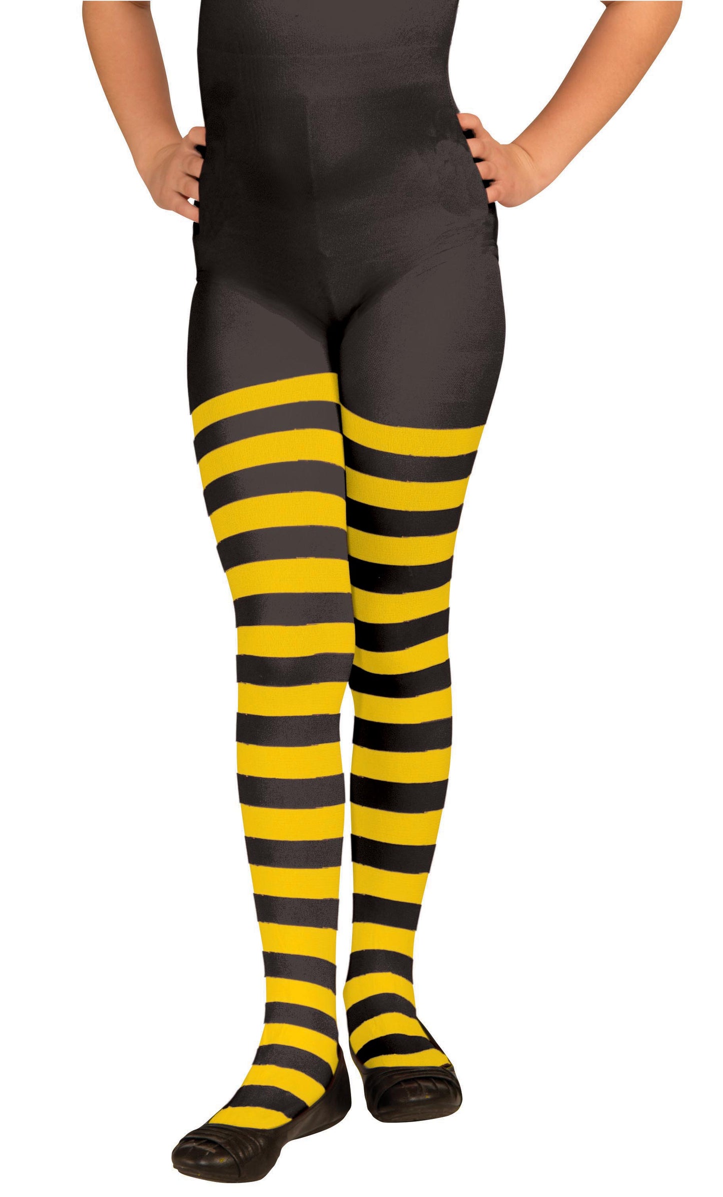 Black/Orange Striped Tights - Child Size