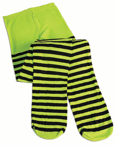 Green/Black Striped Tights - Child Size