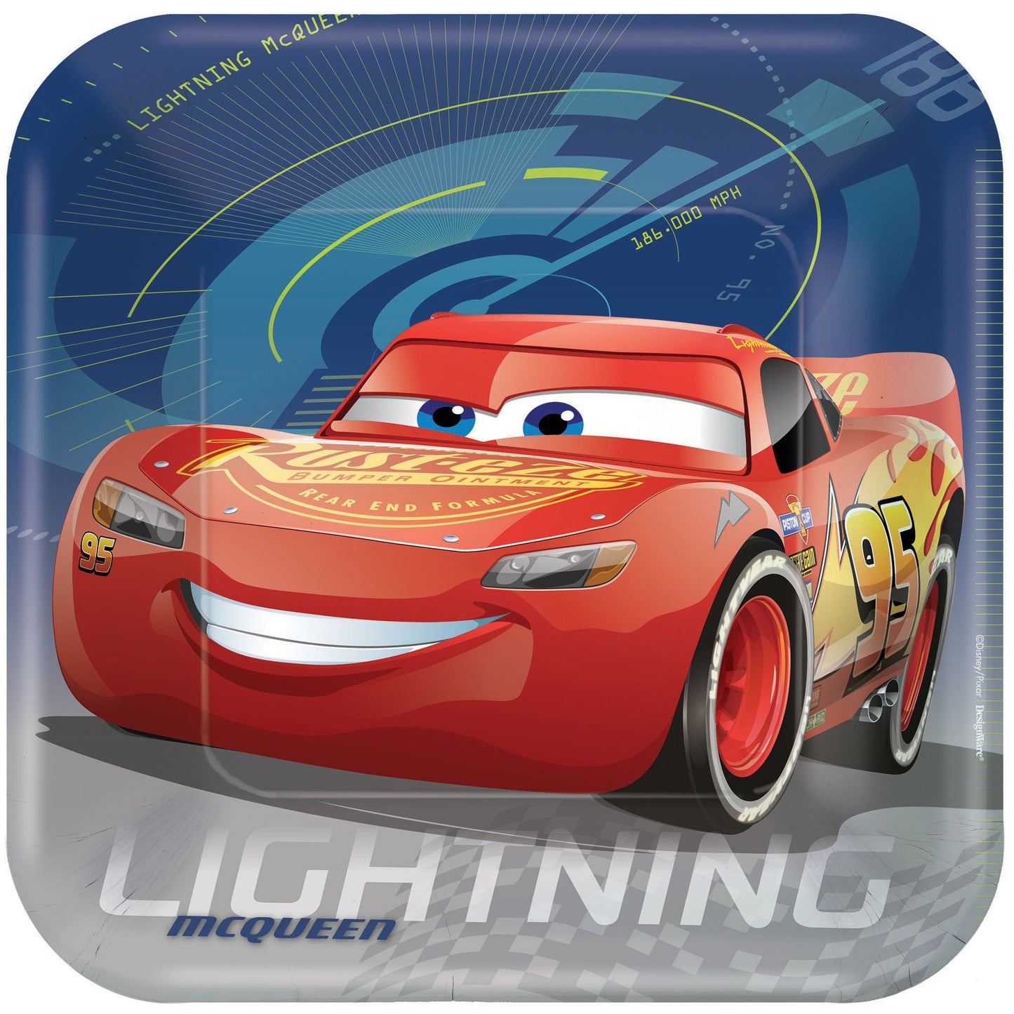 DISNEY CARS 3 Square Plates, 9"