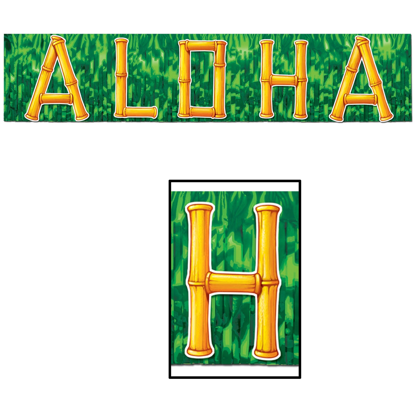 ALOHA Metallic Fringe Banner
