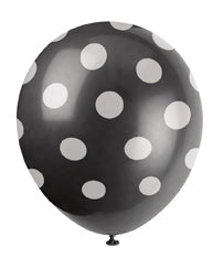 POLKA DOT 12" BALLOONS - BLACK