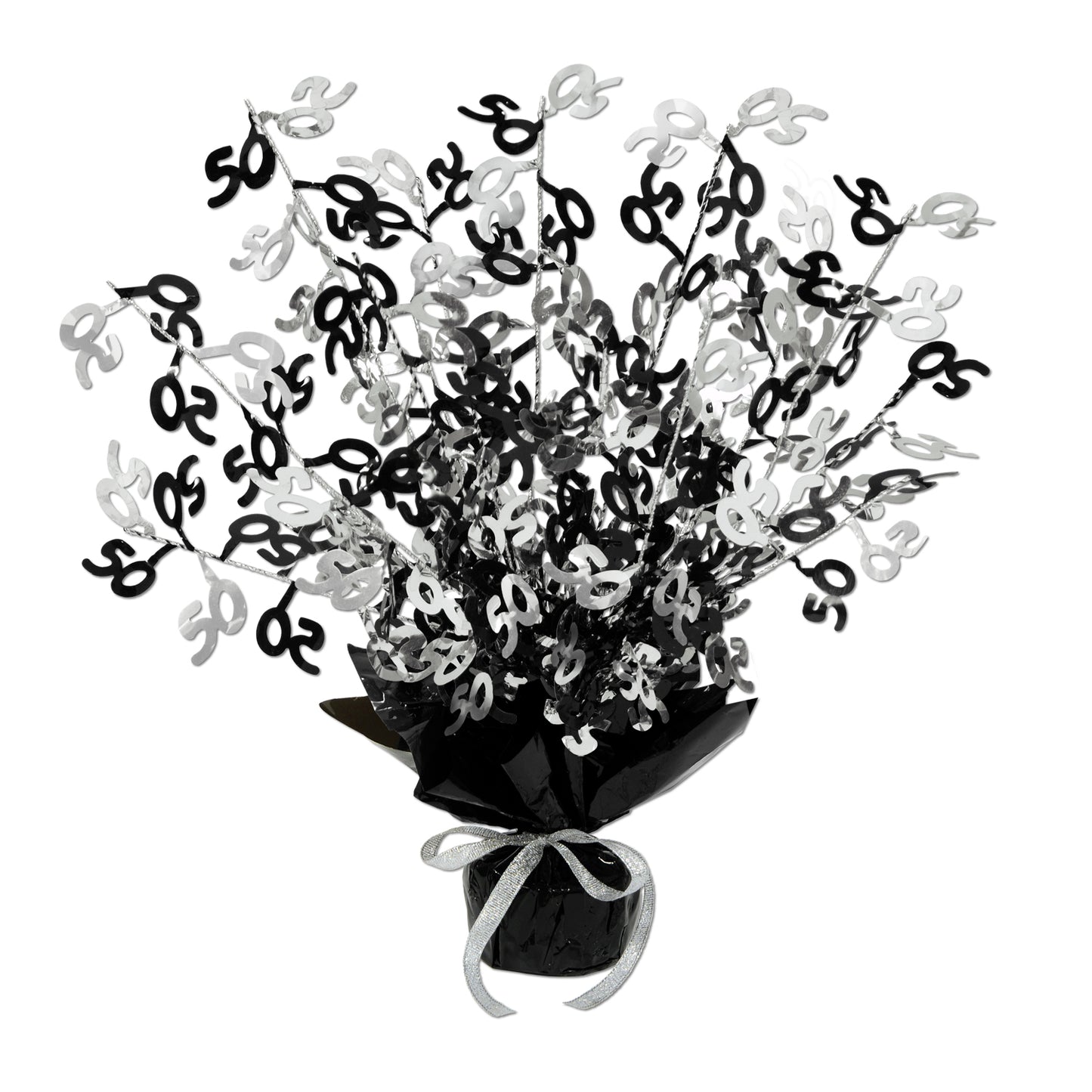 Black & Silver Gleam N' Burst "50" Centerpiece