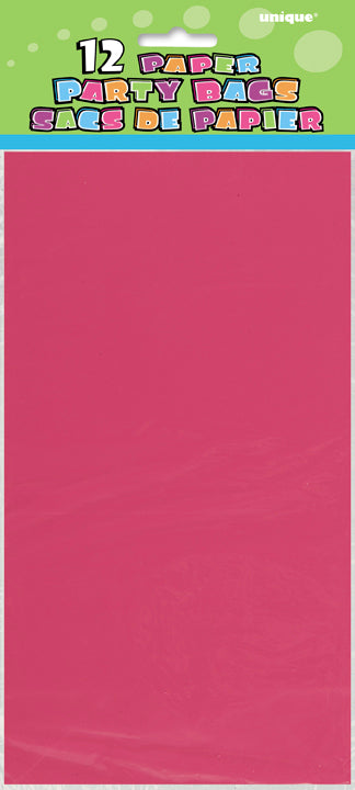 HOT PINK PAPER PARTY BAGS 12PCS/PKG