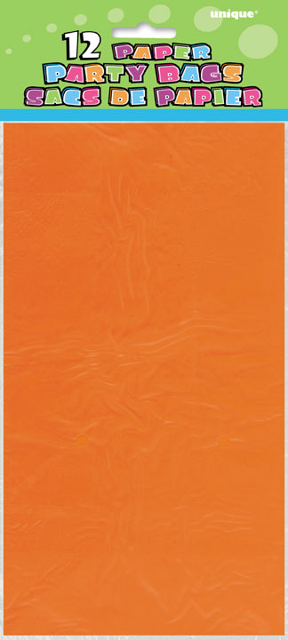 ORANGE PAPER PARTY BAGS 12PCS/PKG