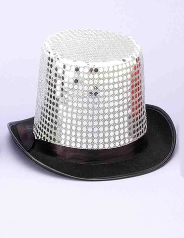 Silver Sequin Top Hat